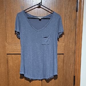 Casual Gray V-Neck Women's Top